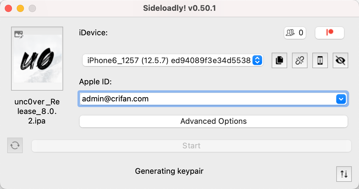 sideloadly_unc0ver_generating_keypair