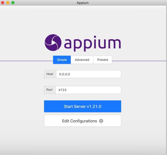 mac start appium server