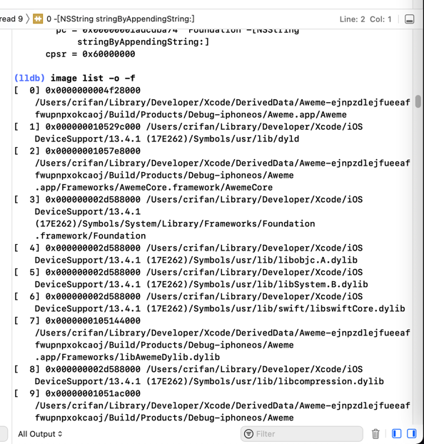 xcode_lldb_image_list_o_f_aweme_1